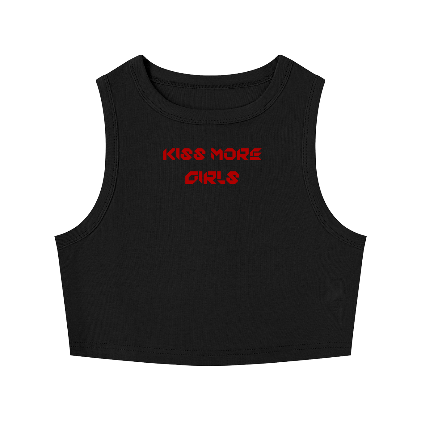 Kiss More Girls Tight Crewneck Crop Tank Top